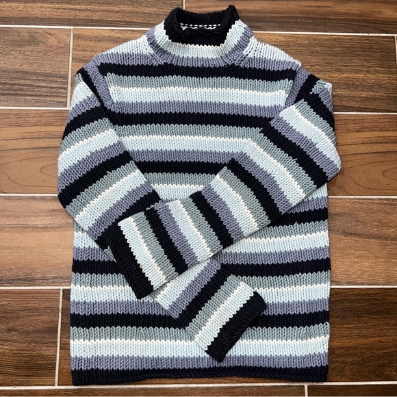 Y2K Gap horizontal striped roll neck knit sweater kidcore preppy multicolor - Picture 2 of 6